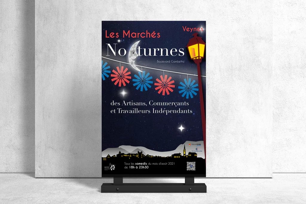 Affiche des nocturnes des artisans et commerçants de Veynes