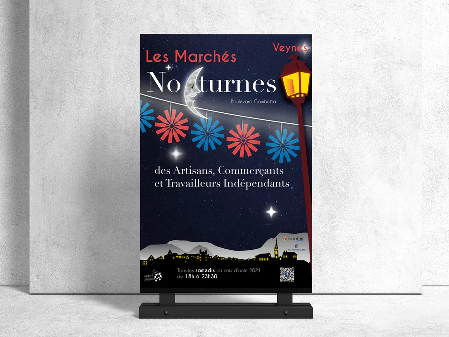 Affiche des nocturnes des artisans et commerçants de Veynes