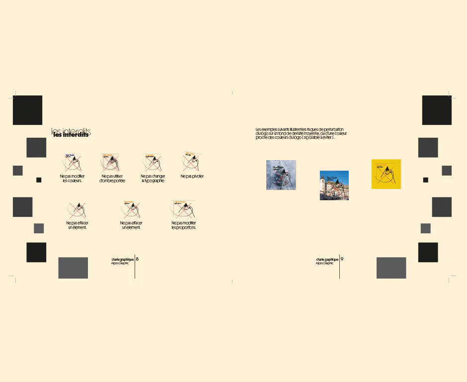 Charte graphique Alpes Graphic : double page sur les pictogrammes et les couleurs