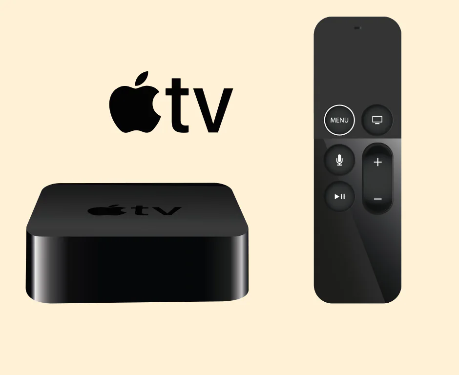 Dessin vectoriel d’une Apple TV et de sa télécommande