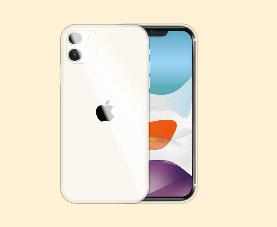 Smartphone blanc vu de face et de dos, dessin vectoriel