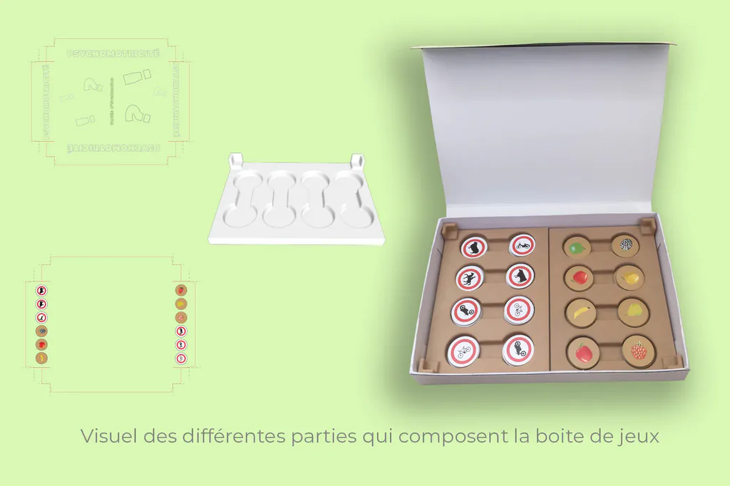 Éléments d’une boîte de jeu : plateau et jetons