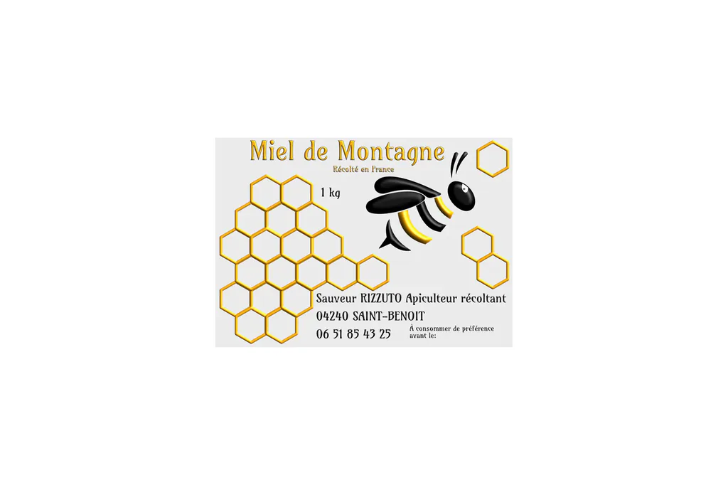 Étiquette de pot de miel de montagne