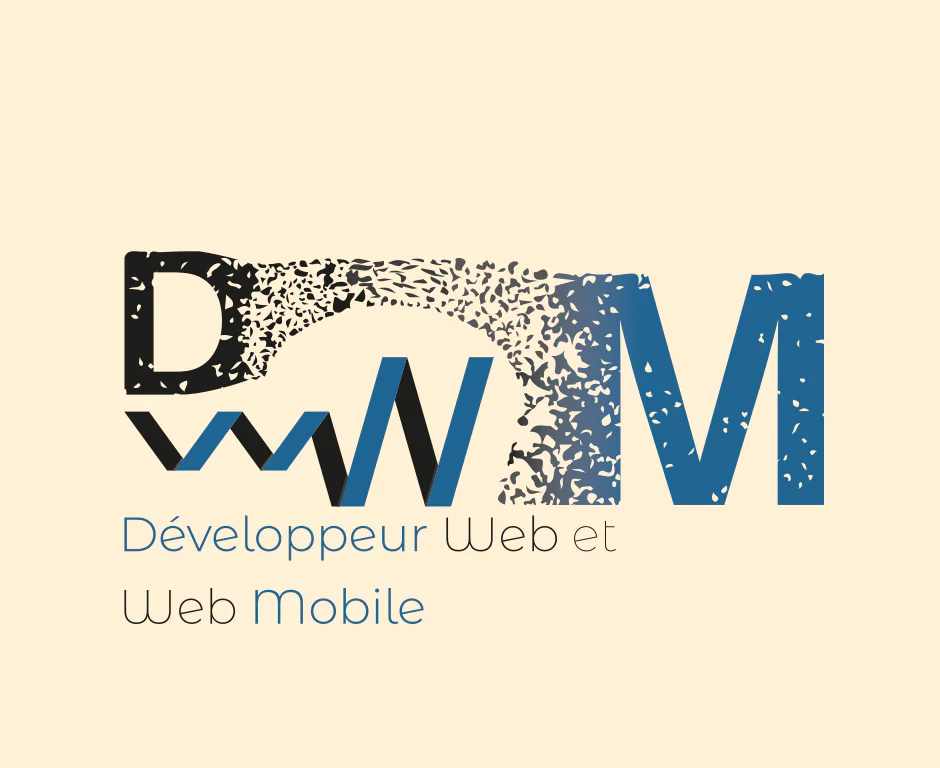 Logo DWWM, Développeur Web et Web Mobile, lettres noires et bleues