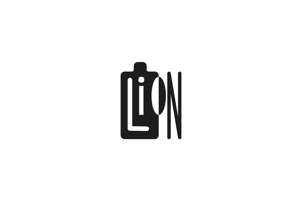 Logo Li-ion : lettres noires formant une batterie
