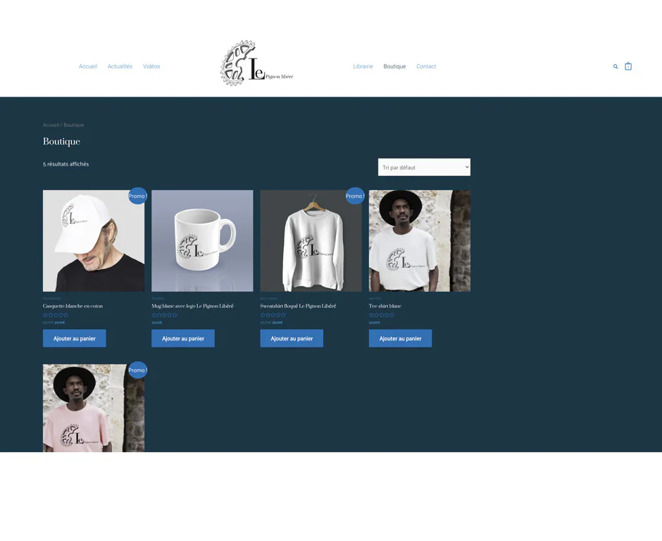 Page produits du site Le Pignon Libéré
