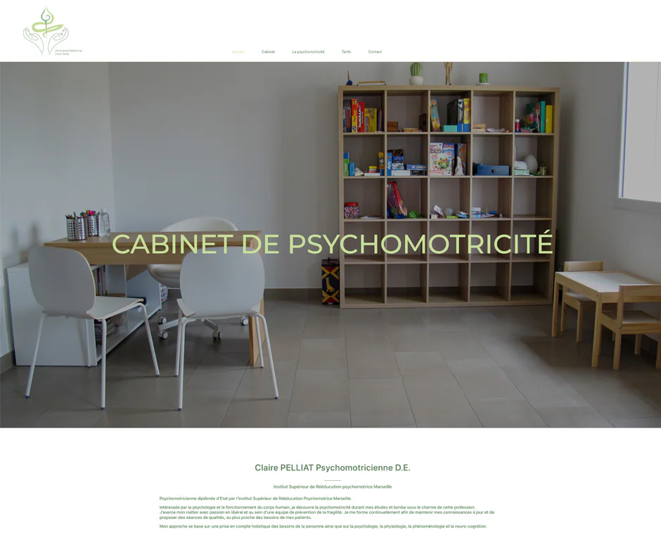 Accueil du site d’une psychomotricienne