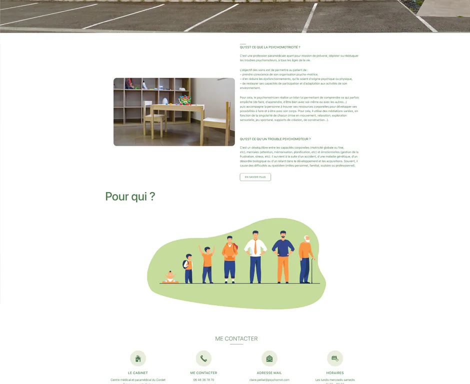Bas de page du site d’une psychomotricienne